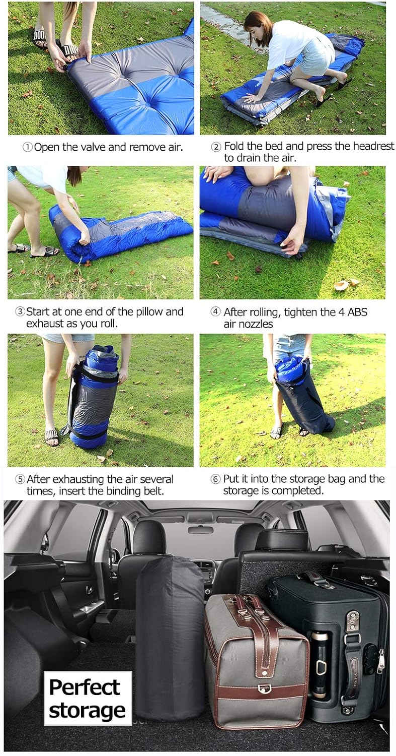 Automatic Car Air Mattress – Portable SUV Trunk Travel Air Bed, Camping Outdoor Mattress with Storage Bag (A-Blue) 🚗💤