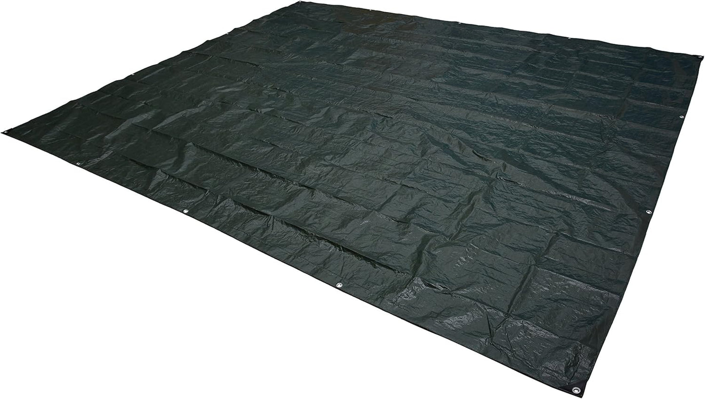 Basics Waterproof Camping Tarp, 9.5 Feet x 11.3 Feet, Dark Green