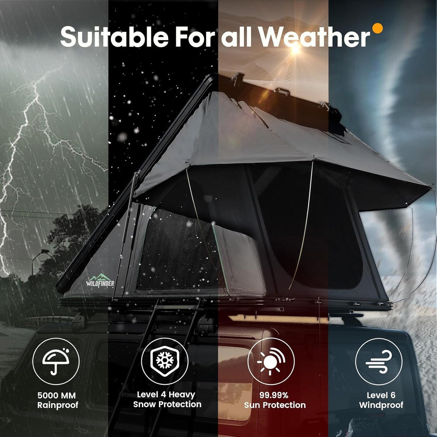 Hardshell Rooftop Tent – Fits 2-3 People, Suitable for Jeep, SUV, Truck, Van 🚙⛺