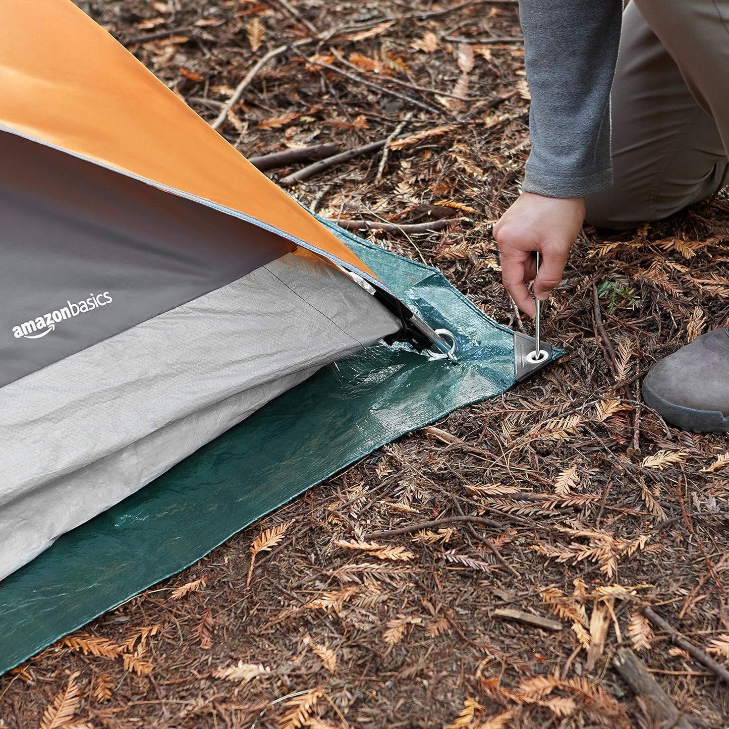 Basics Waterproof Camping Tarp, 9.5 Feet x 11.3 Feet, Dark Green